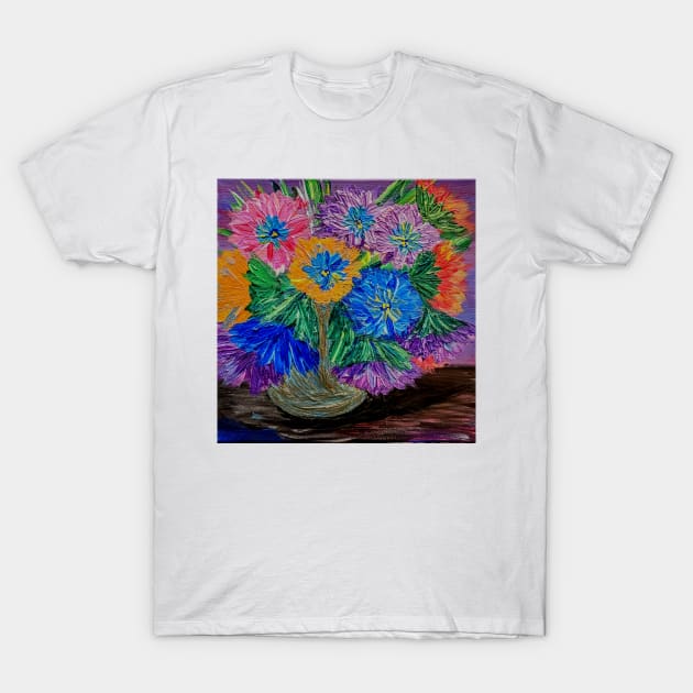 Burst of colorful flowers T-Shirt by kkartwork